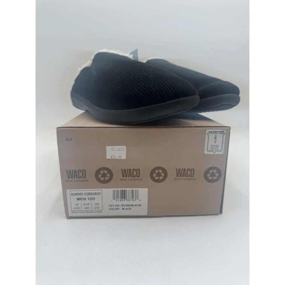 NEW Waco Dundee Corduroy Men's Slippers Black US Size 10 MEDIUM